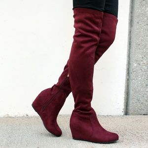 Cam-01 Over the Knee Women's Hidden Wedge Boots